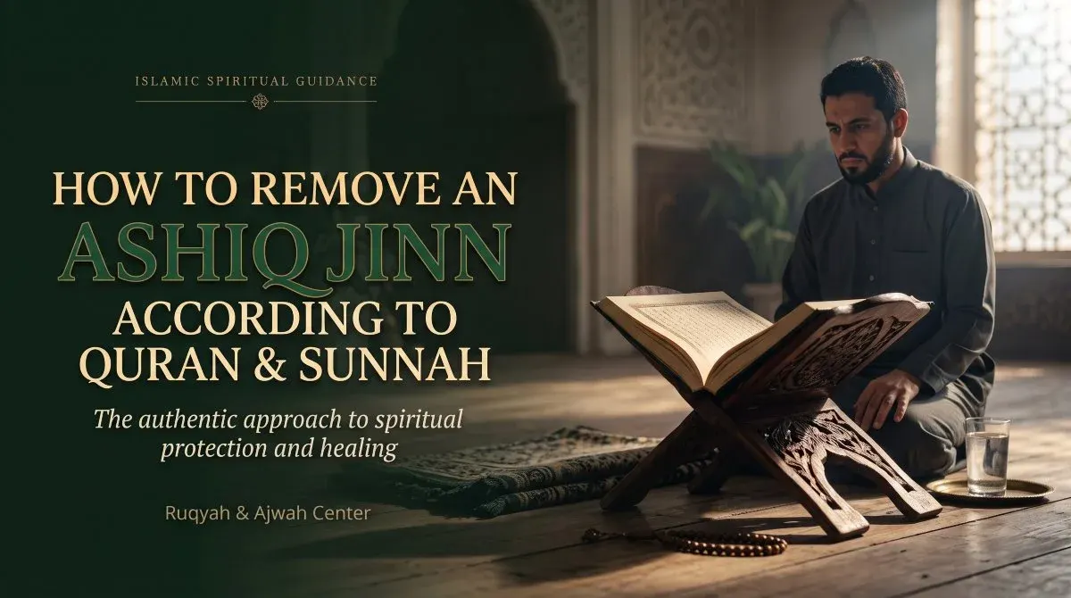 Man sitting beside a Quran while seeking Islamic guidance on ashiq jinn